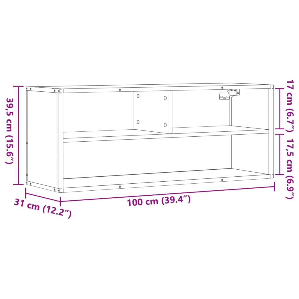 vidaXL TV Cabinet Sonoma Oak 100x31x39.5 cm Engineered Wood and Metal