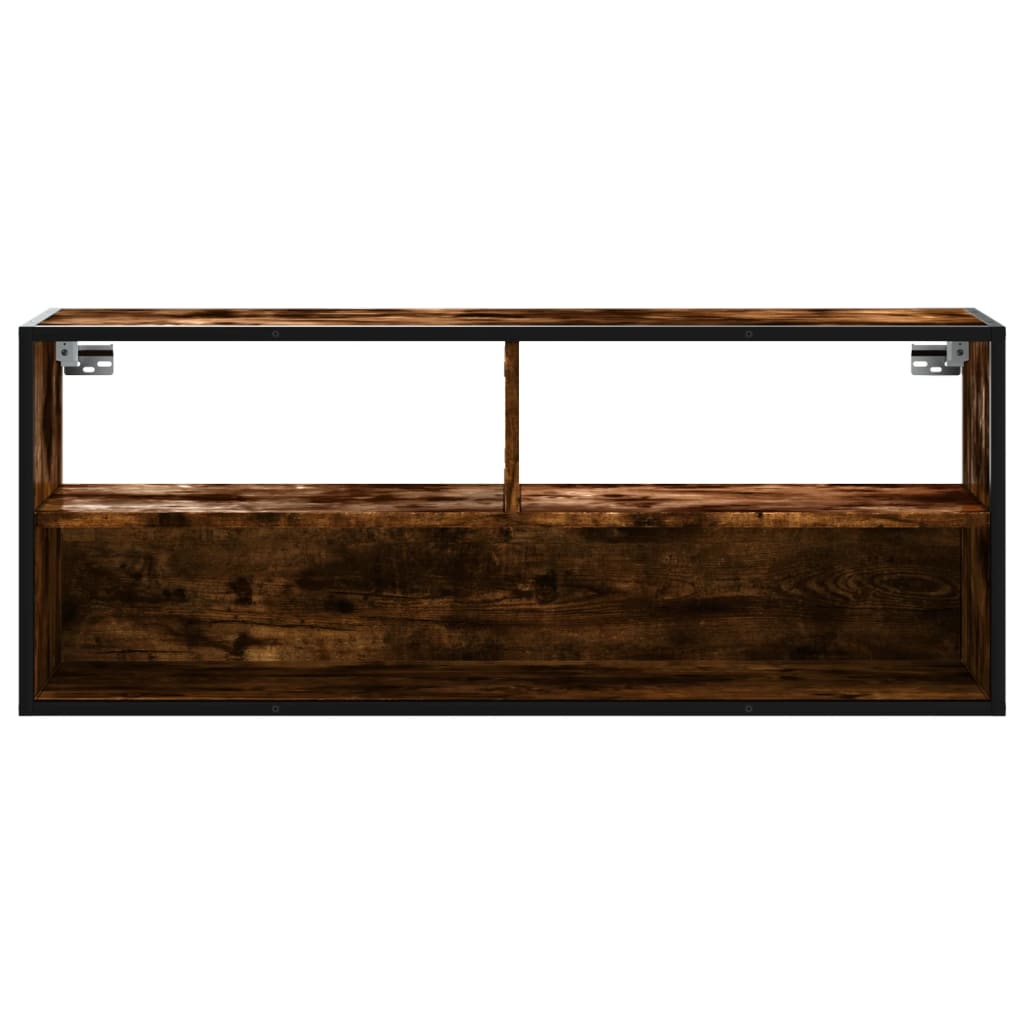vidaXL TV Cabinet Smoked Oak 100x31x39,5 cm Engineered Wood and Metal