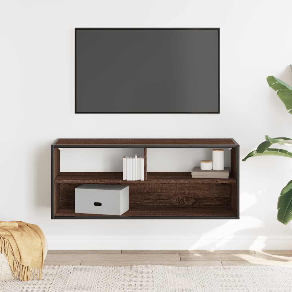 vidaXL TV Cabinet Brown Oak 100x31x39,5 cm Engineered Wood and Metal