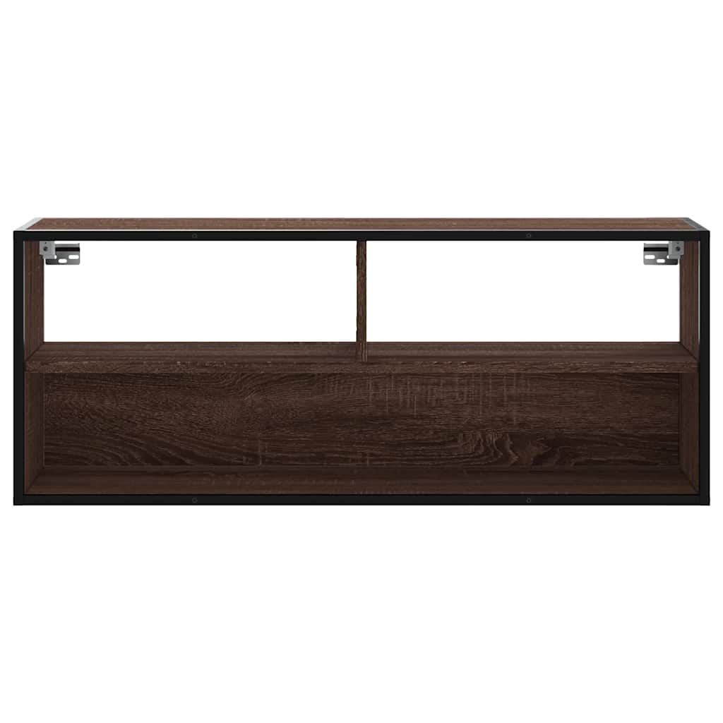vidaXL TV Cabinet Brown Oak 100x31x39.5 cm Engineered Wood and Metal