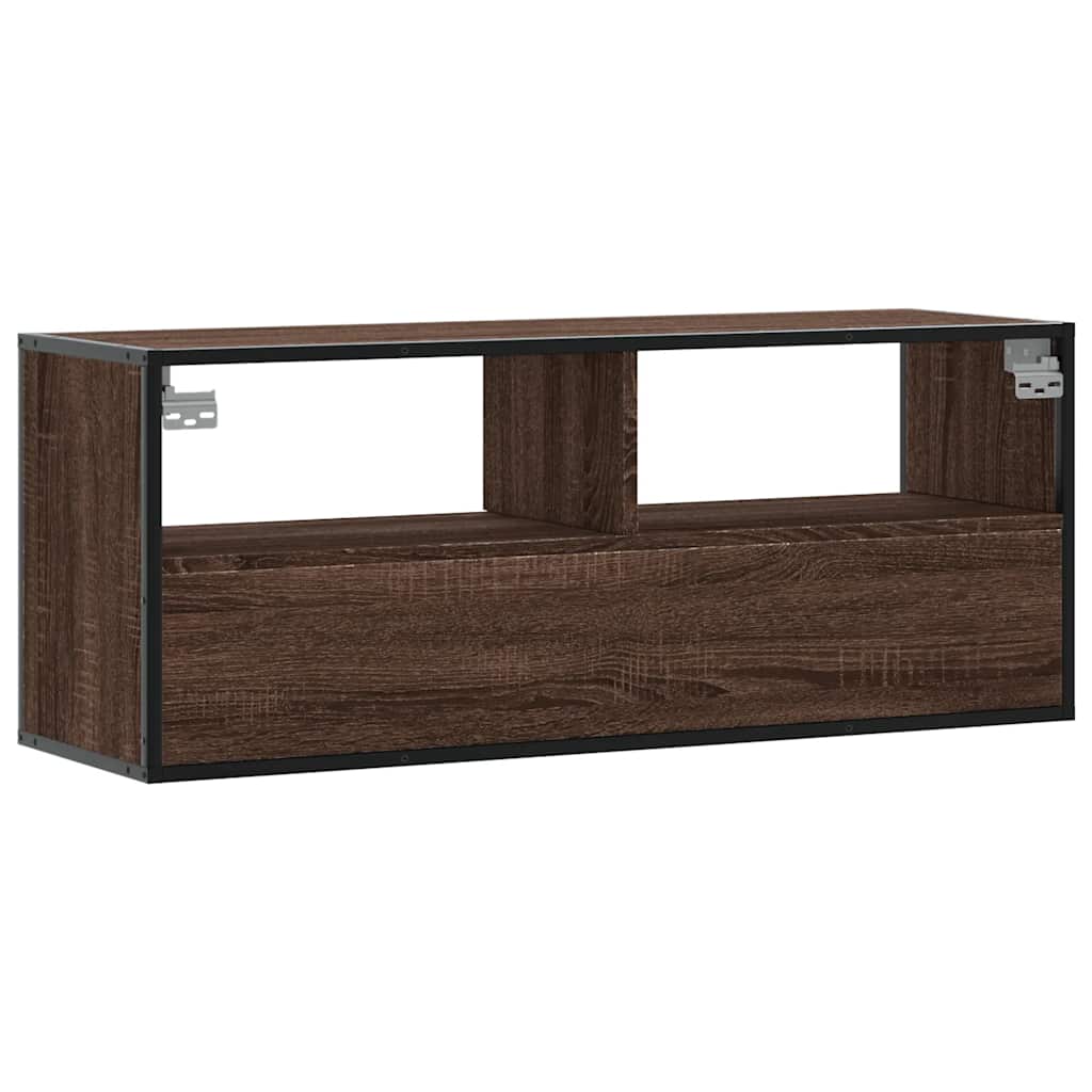 vidaXL TV Cabinet Brown Oak 100x31x39,5 cm Engineered Wood and Metal