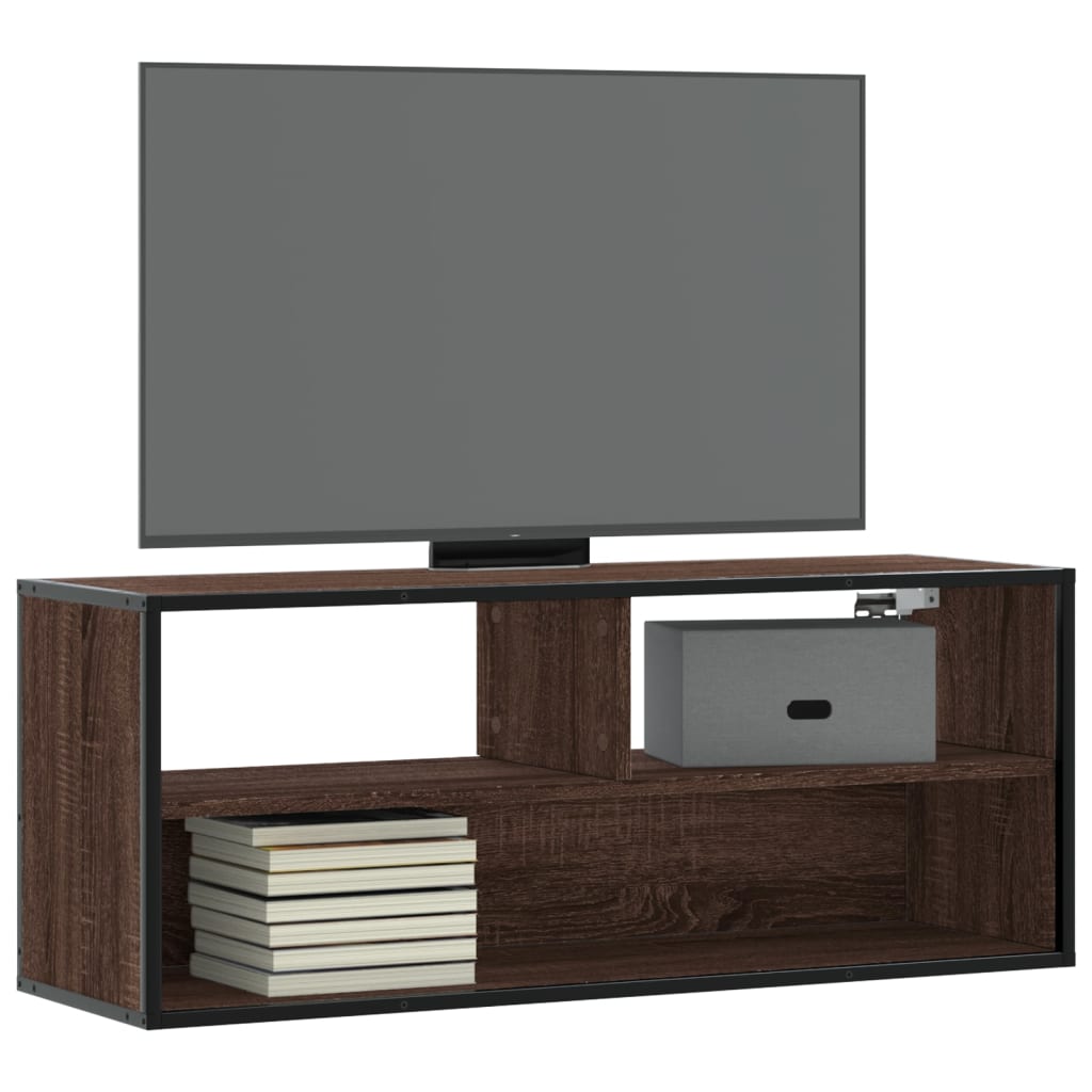 vidaXL TV Cabinet Brown Oak 100x31x39.5 cm Engineered Wood and Metal