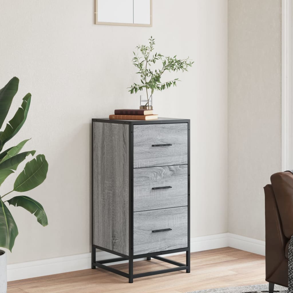 vidaXL Sideboard Grey Sonoma 35,5x35x76 cm Engineered Wood and Metal