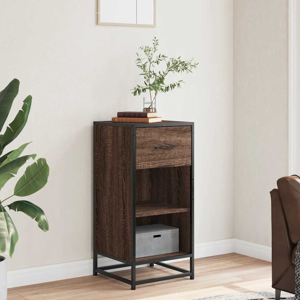 vidaXL Sideboard Brown Oak 35,5x35x76 cm Engineered Wood and Metal