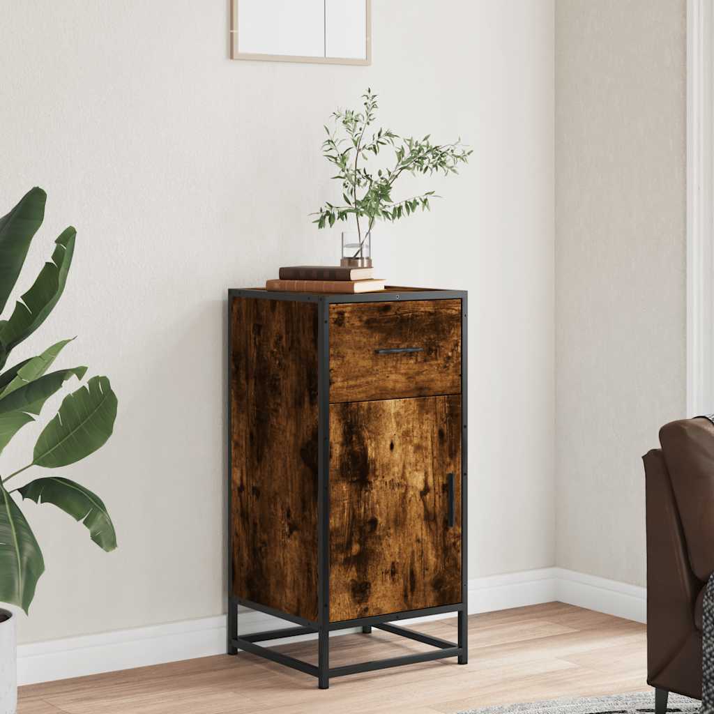 vidaXL Sideboard Smoked Oak 35,5x35x76 cm Engineered Wood and Metal
