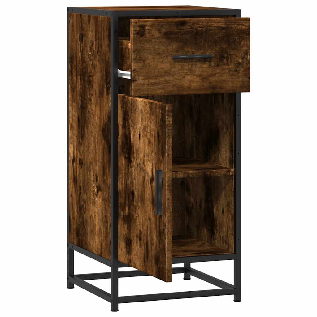 vidaXL Sideboard Smoked Oak 35,5x35x76 cm Engineered Wood and Metal