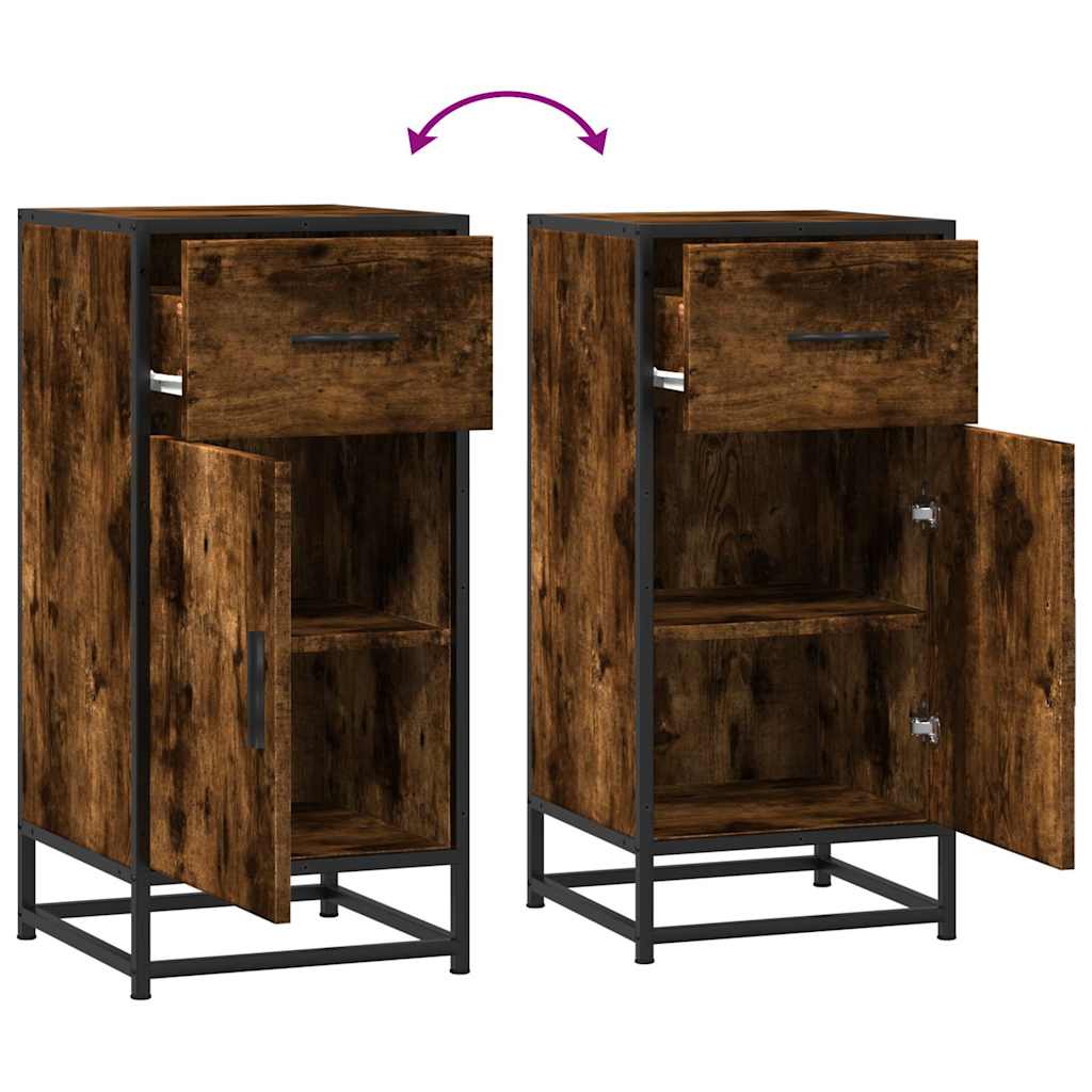 vidaXL Sideboard Smoked Oak 35,5x35x76 cm Engineered Wood and Metal