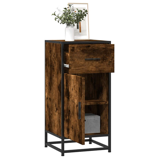 vidaXL Sideboard Smoked Oak 35,5x35x76 cm Engineered Wood and Metal
