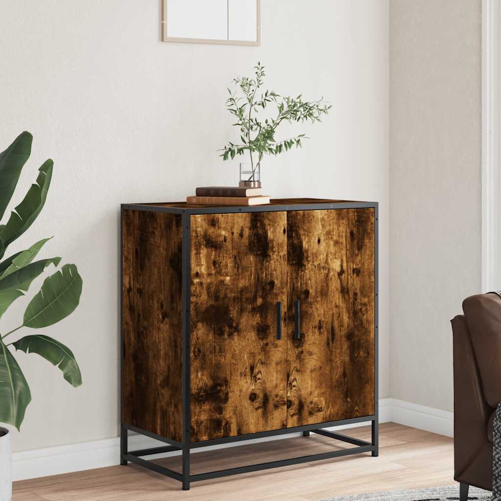 vidaXL Sideboard Smoked Oak 68x35x76 cm Engineered Wood and Metal