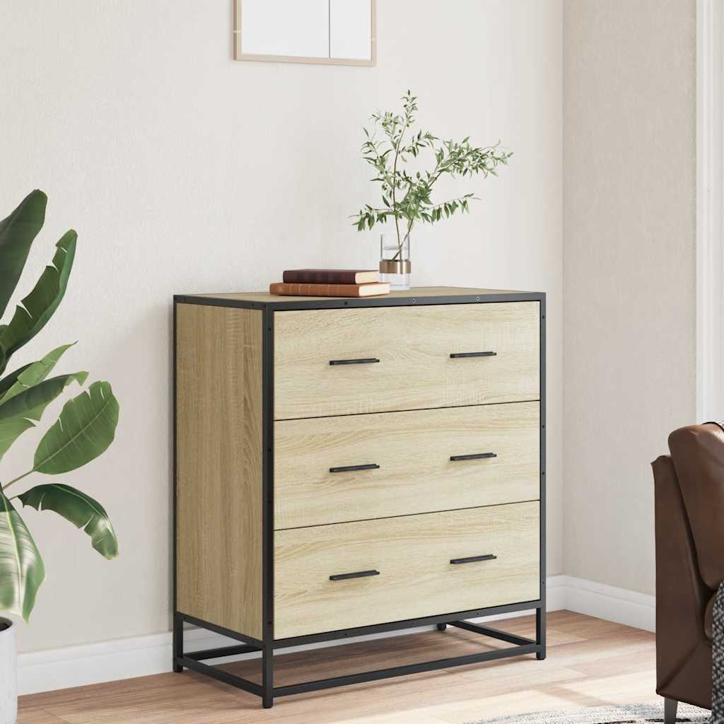 vidaXL Sideboard Sonoma Oak 68x35x76 cm Engineered Wood and Metal