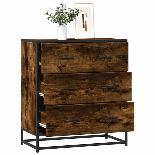 vidaXL Sideboard Smoked Oak 68x35x76 cm Engineered Wood and Metal