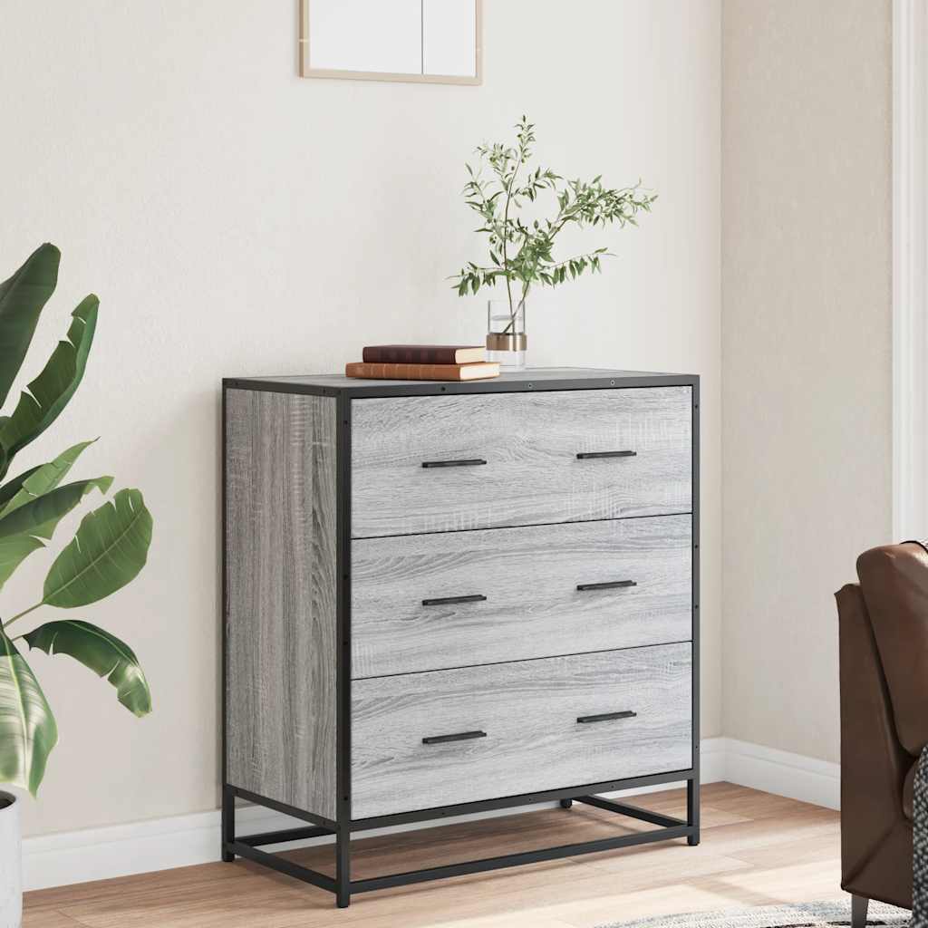 vidaXL Sideboard Grey Sonoma 68x35x76 cm Engineered Wood and Metal