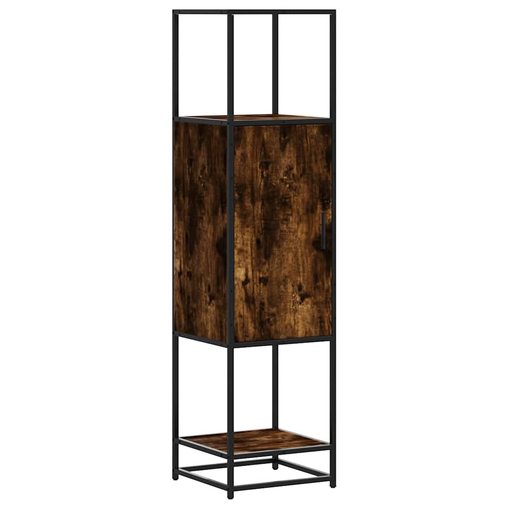 vidaXL Highboard Smoked Oak 35,5x35x139 cm Engineered Wood and Metal