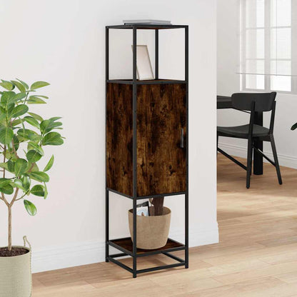 vidaXL Highboard Smoked Oak 35,5x35x139 cm Engineered Wood and Metal