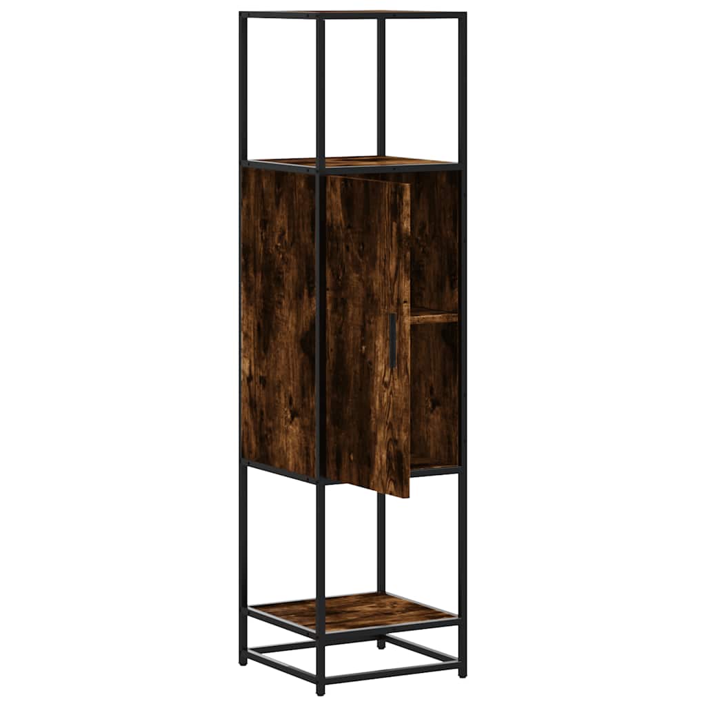 vidaXL Highboard Smoked Oak 35,5x35x139 cm Engineered Wood and Metal