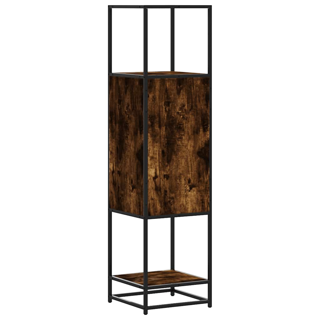vidaXL Highboard Smoked Oak 35,5x35x139 cm Engineered Wood and Metal