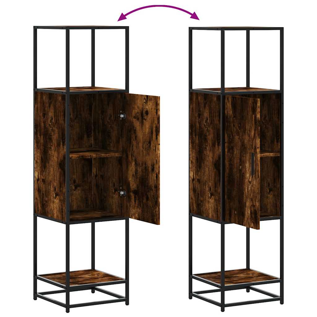 vidaXL Highboard Smoked Oak 35,5x35x139 cm Engineered Wood and Metal