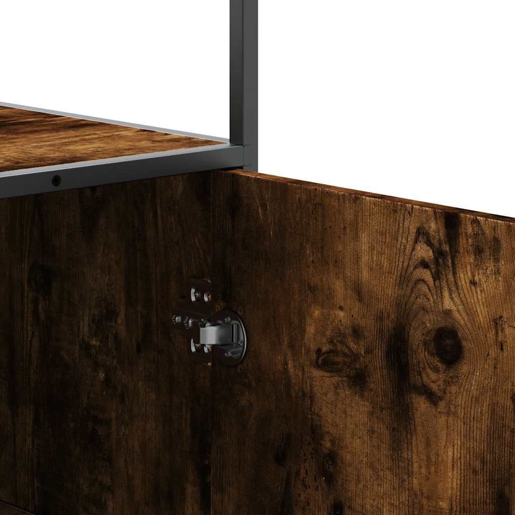 vidaXL Highboard Smoked Oak 35,5x35x139 cm Engineered Wood and Metal