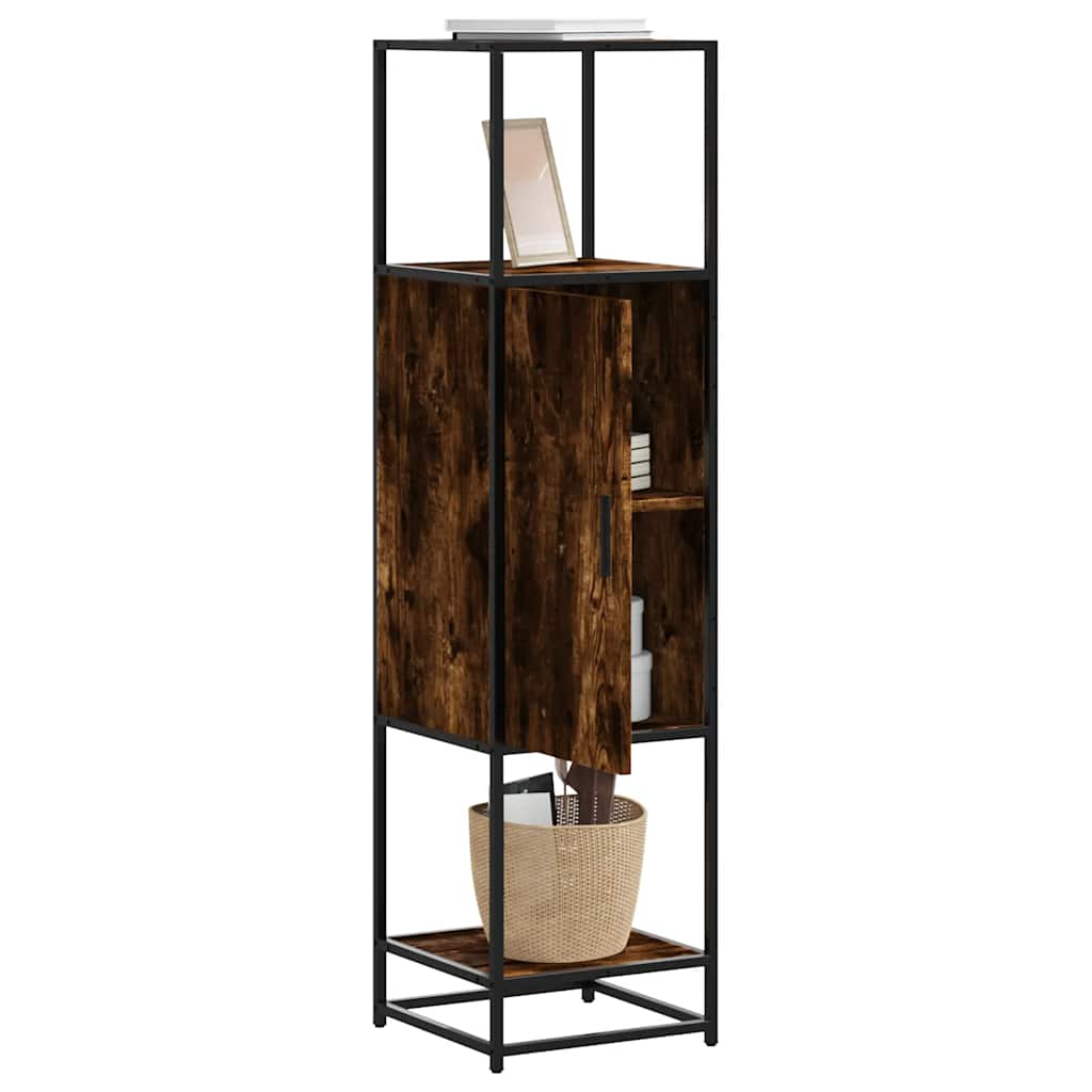 vidaXL Highboard Smoked Oak 35,5x35x139 cm Engineered Wood and Metal