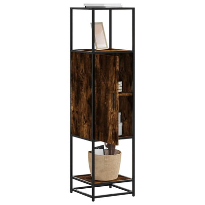 vidaXL Highboard Smoked Oak 35,5x35x139 cm Engineered Wood and Metal