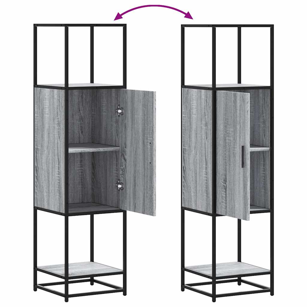 vidaXL Highboard Grey Sonoma 35,5x35x139 cm Engineered Wood and Metal