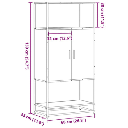 vidaXL Highboard Smoked Oak 68x35x139 cm Engineered Wood and Metal