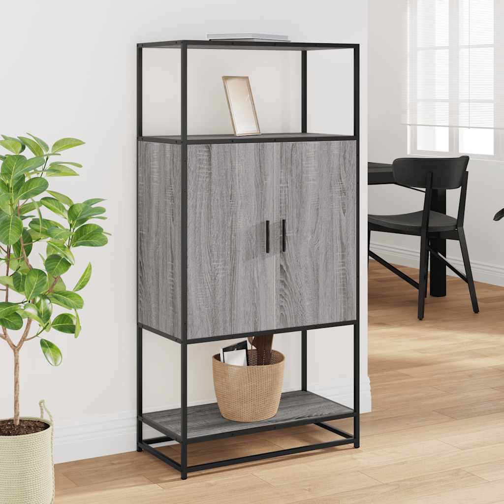 vidaXL Highboard Grey Sonoma 68x35x139 cm Engineered Wood and Metal