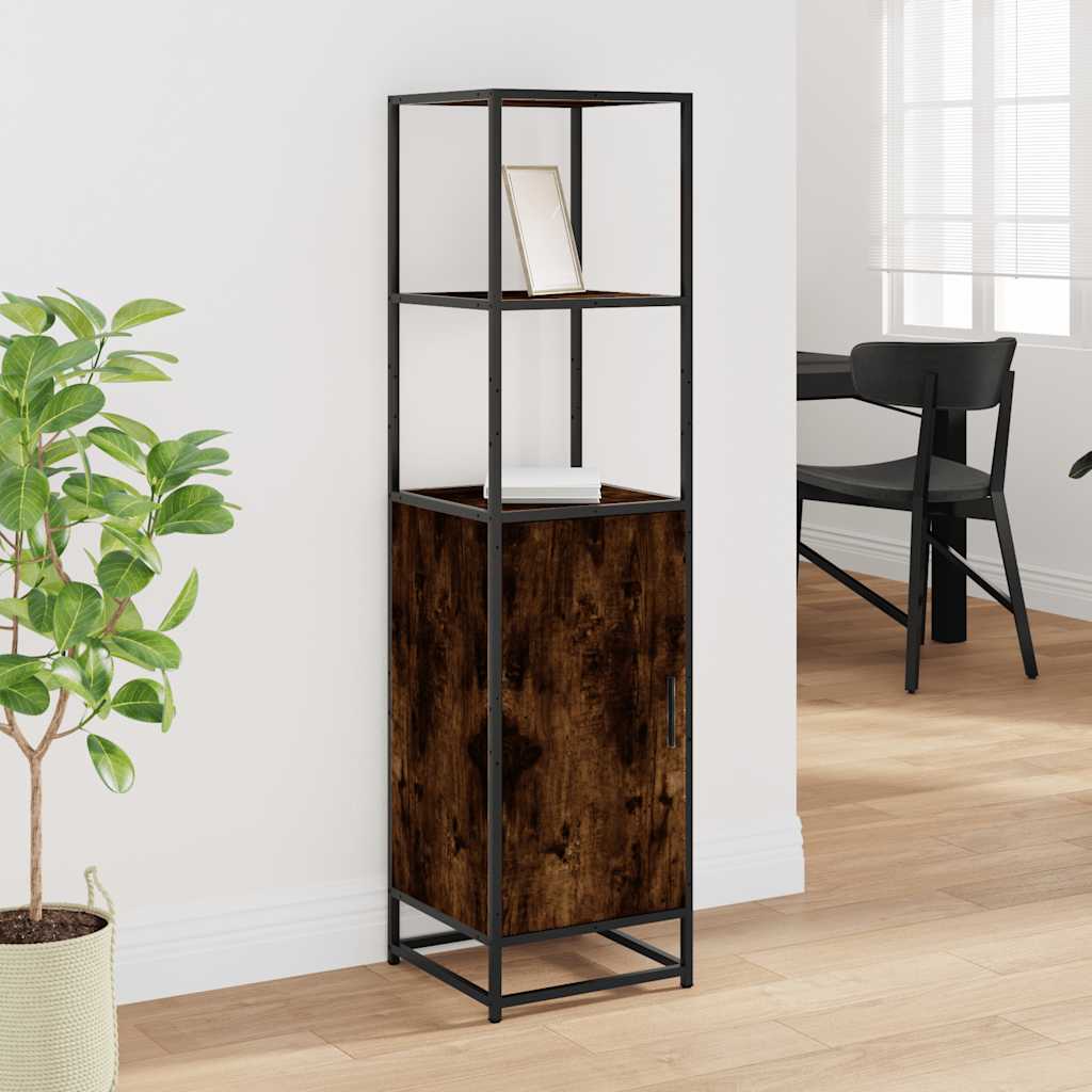 vidaXL Highboard Smoked Oak 35,5x35x139 cm Engineered Wood and Metal