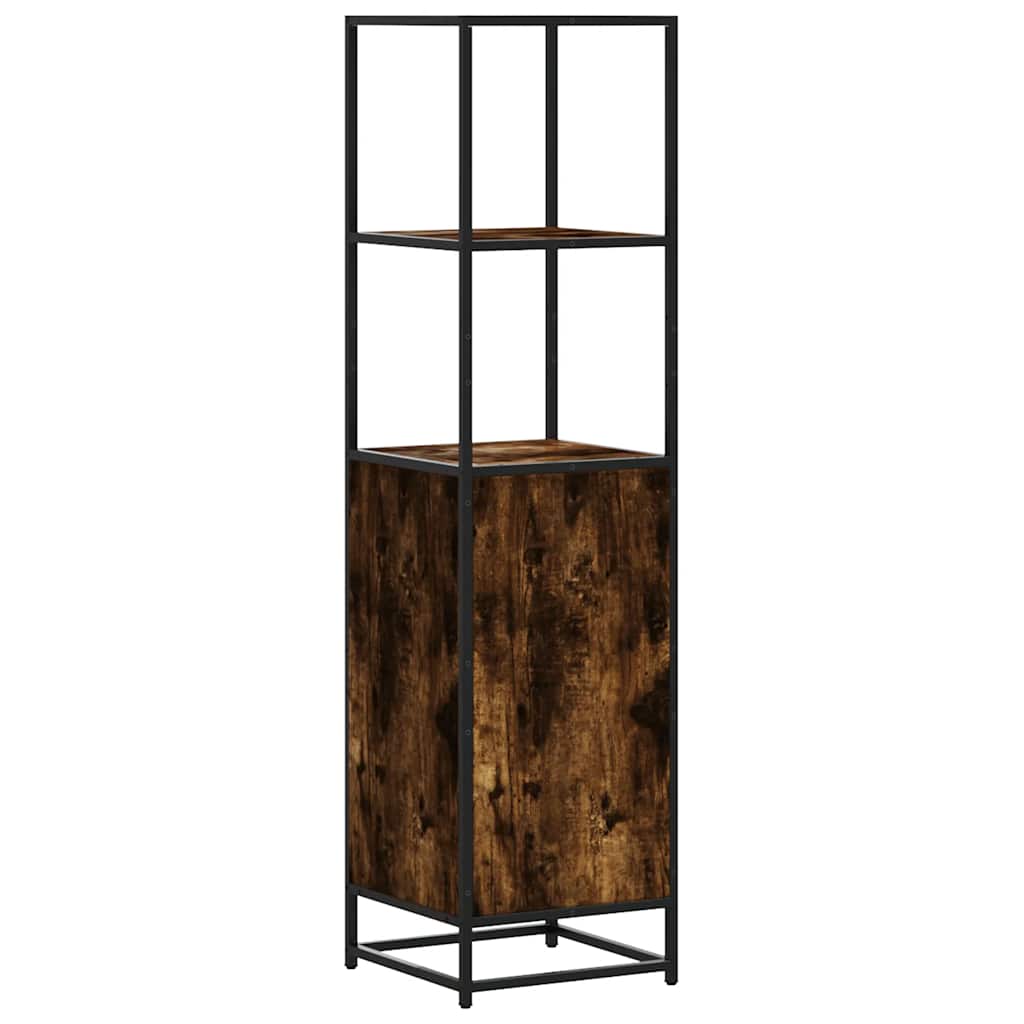 vidaXL Highboard Smoked Oak 35,5x35x139 cm Engineered Wood and Metal