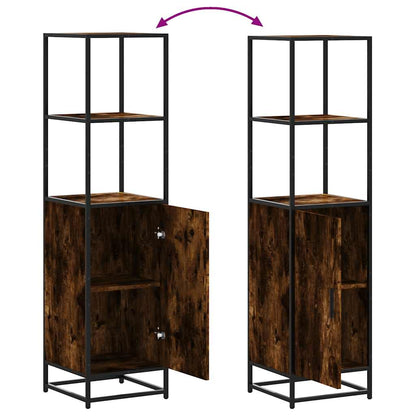 vidaXL Highboard Smoked Oak 35,5x35x139 cm Engineered Wood and Metal