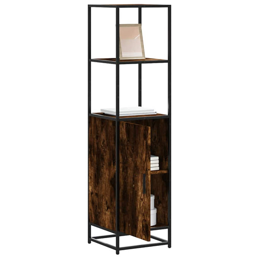vidaXL Highboard Smoked Oak 35,5x35x139 cm Engineered Wood and Metal