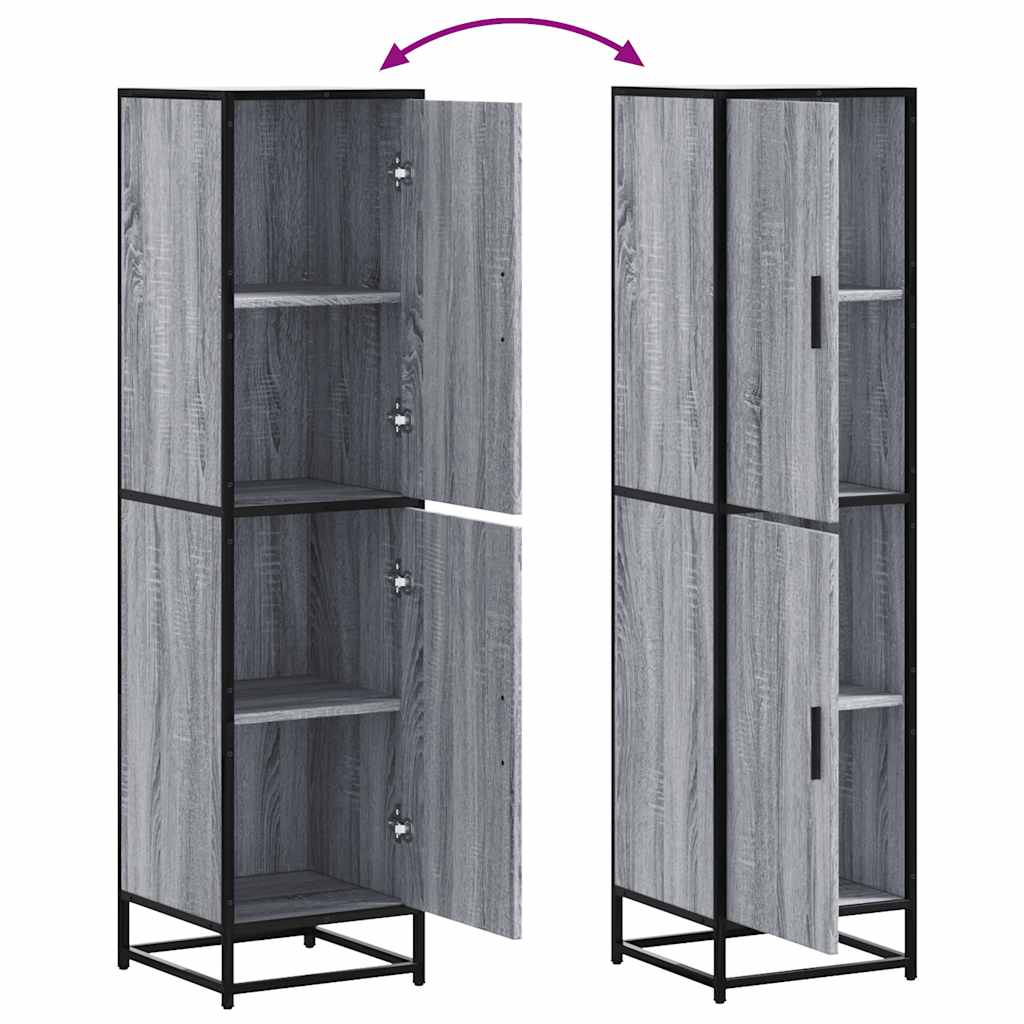 vidaXL Highboard Grey Sonoma 35,5x35x139 cm Engineered Wood and Metal