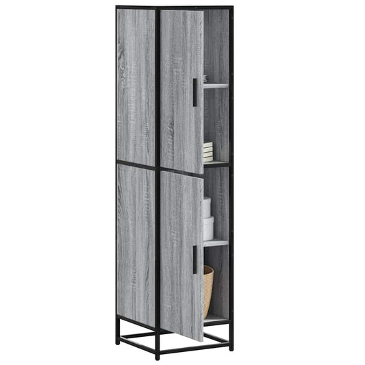 vidaXL Highboard Grey Sonoma 35,5x35x139 cm Engineered Wood and Metal