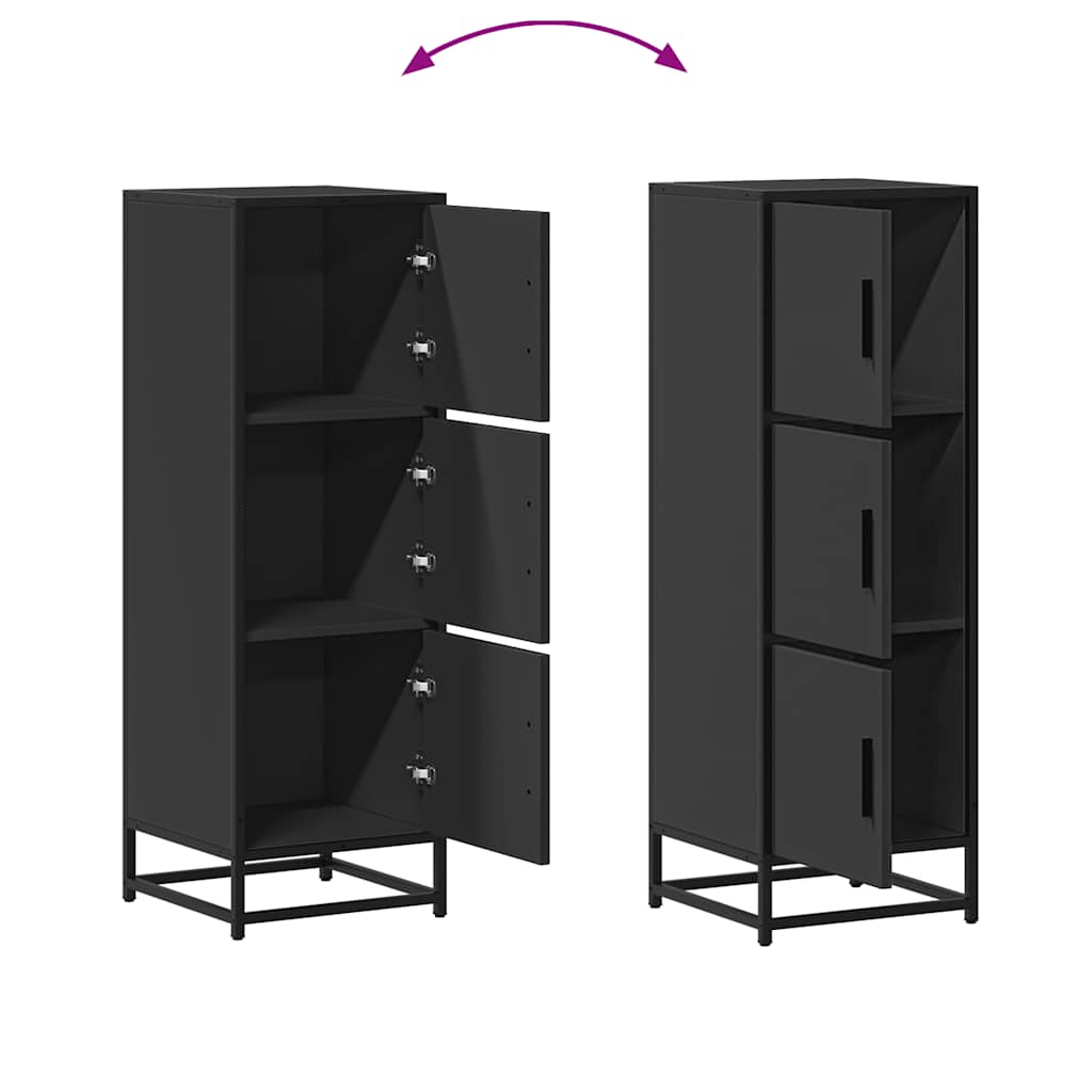 vidaXL Highboard Black 35,5x35x106,5 cm Engineered Wood and Metal