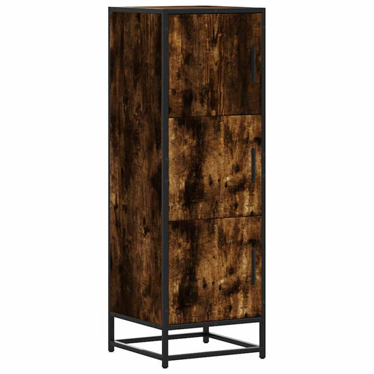 vidaXL Highboard Smoked Oak 35.5x35x106.5 cm Engineered Wood and Metal