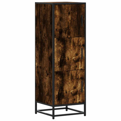 vidaXL Highboard Smoked Oak 35,5x35x106,5 cm Engineered Wood and Metal