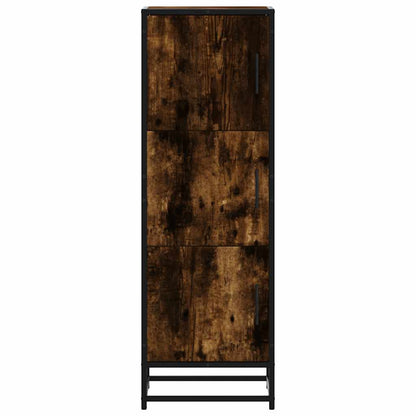 vidaXL Highboard Smoked Oak 35,5x35x106,5 cm Engineered Wood and Metal
