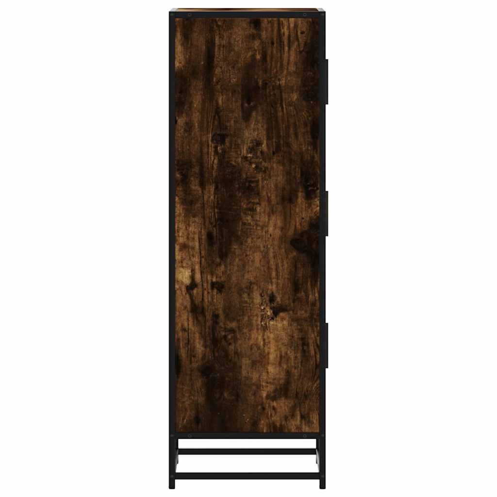 vidaXL Highboard Smoked Oak 35,5x35x106,5 cm Engineered Wood and Metal