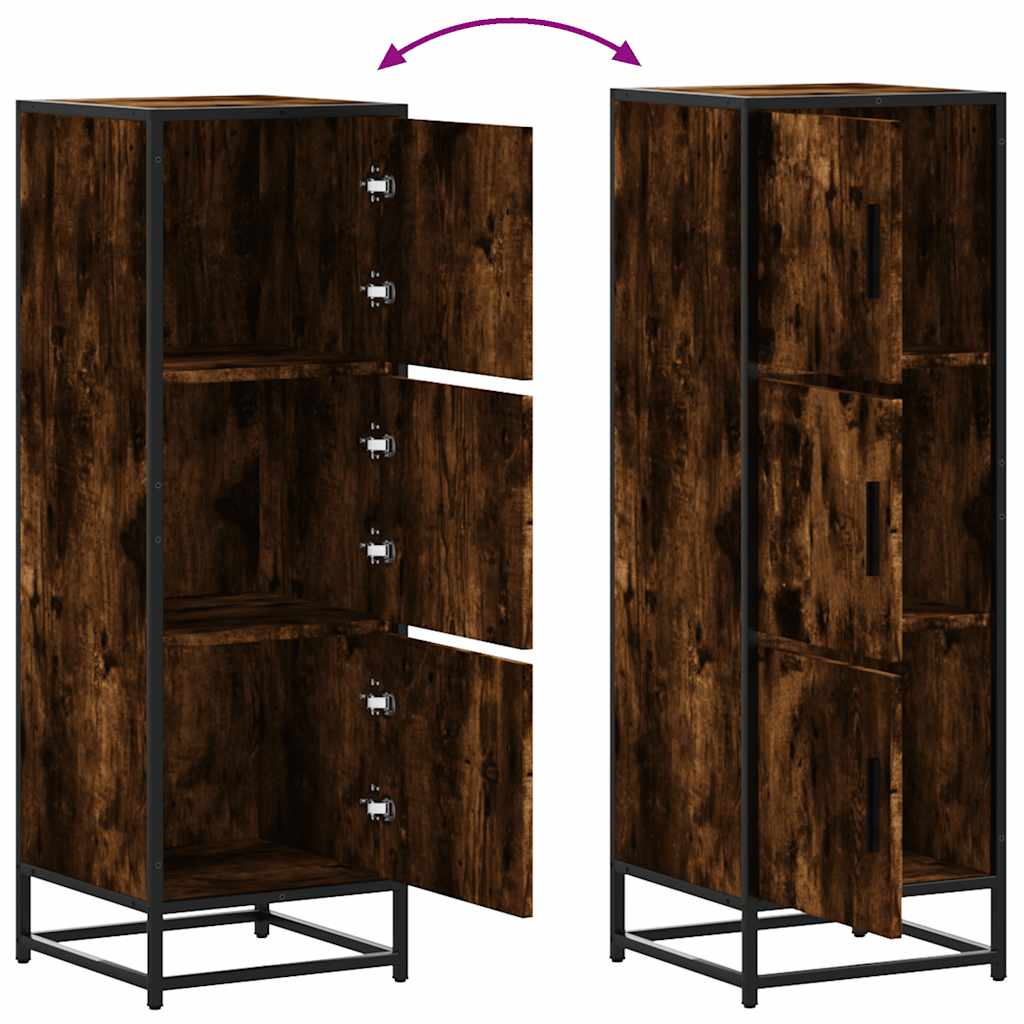 vidaXL Highboard Smoked Oak 35,5x35x106,5 cm Engineered Wood and Metal