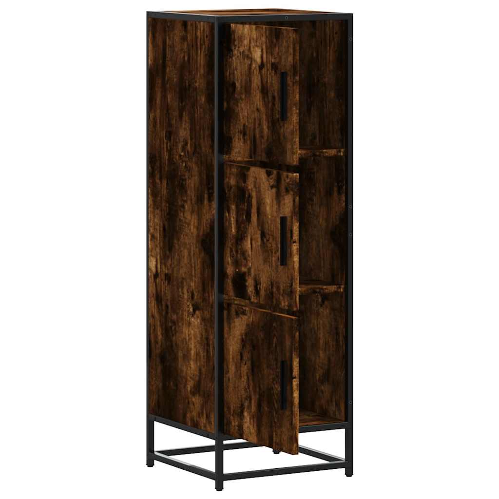 vidaXL Highboard Smoked Oak 35,5x35x106,5 cm Engineered Wood and Metal