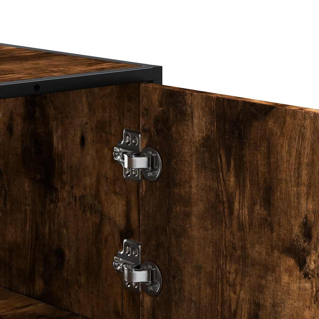 vidaXL Highboard Smoked Oak 35,5x35x106,5 cm Engineered Wood and Metal