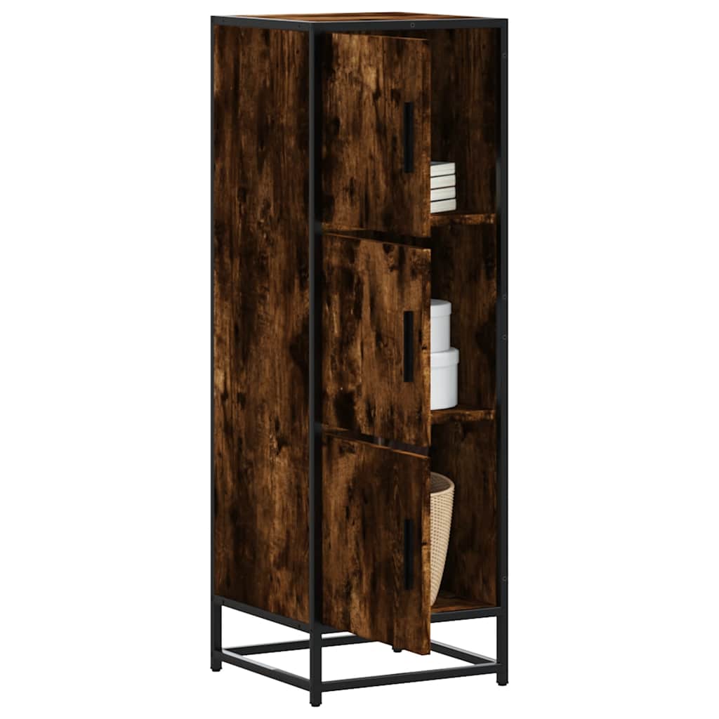 vidaXL Highboard Smoked Oak 35,5x35x106,5 cm Engineered Wood and Metal