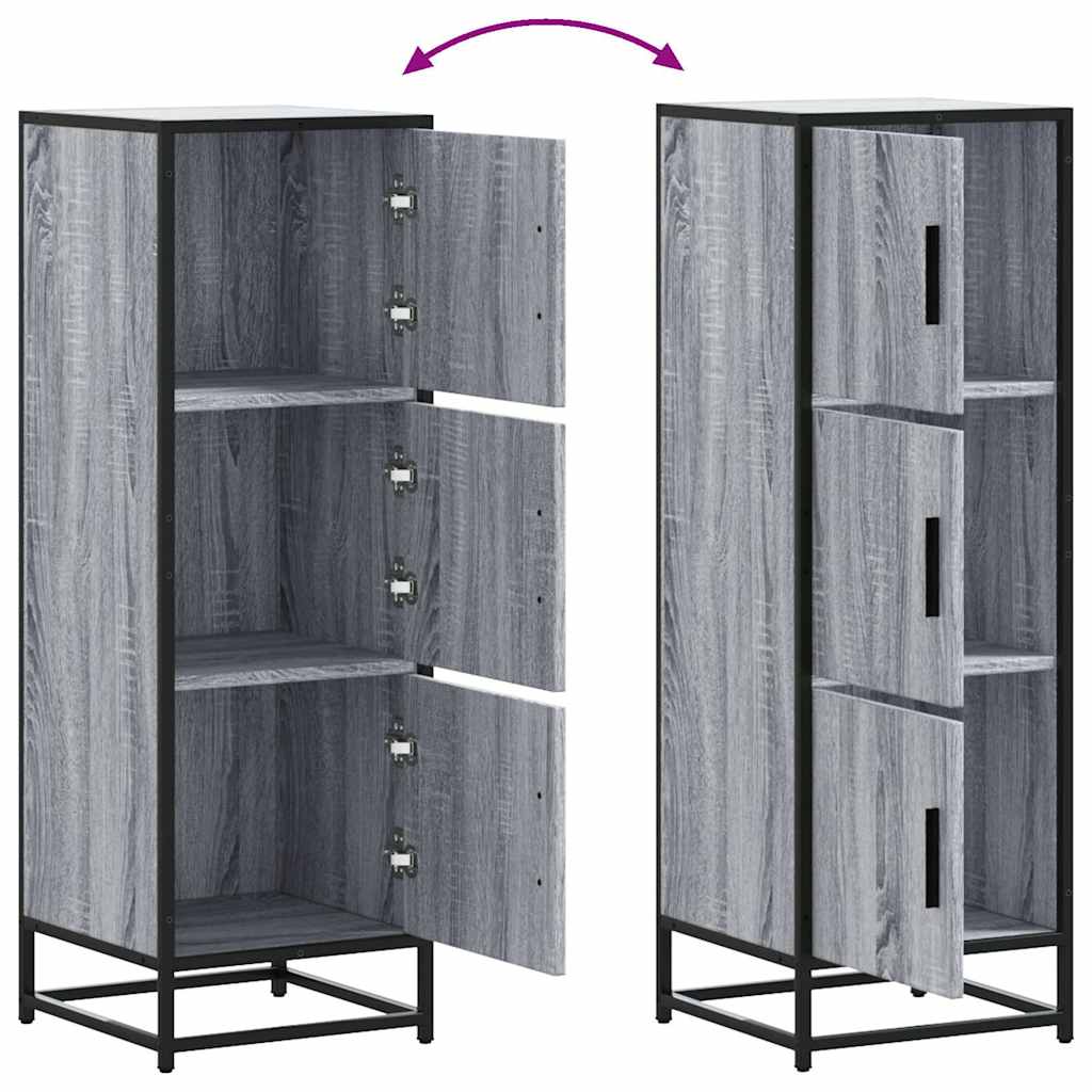 vidaXL Highboard Grey Sonoma 35.5x35x106.5cm Engineered Wood and Metal