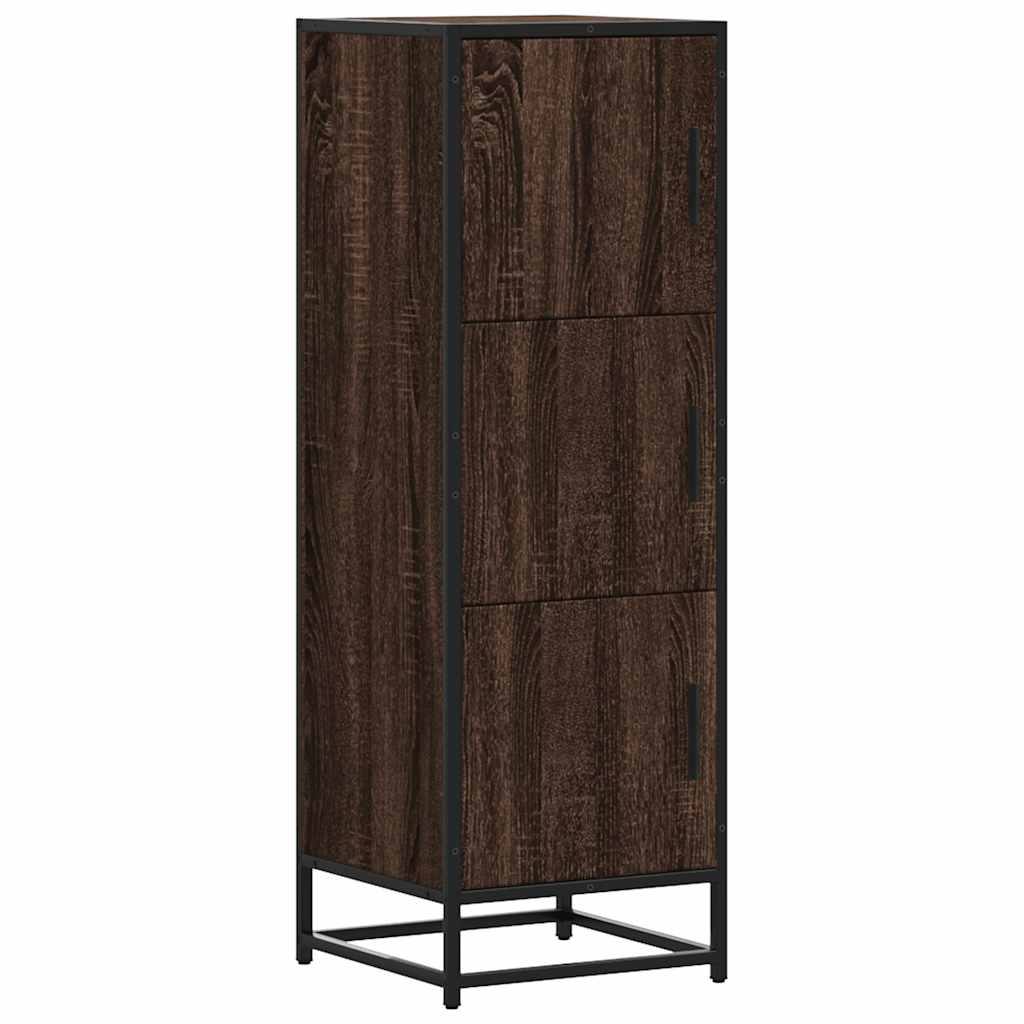 vidaXL Highboard Brown Oak 35,5x35x106,5 cm Engineered Wood and Metal