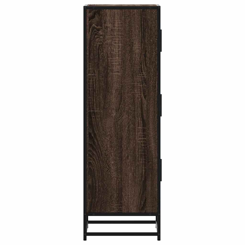 vidaXL Highboard Brown Oak 35,5x35x106,5 cm Engineered Wood and Metal