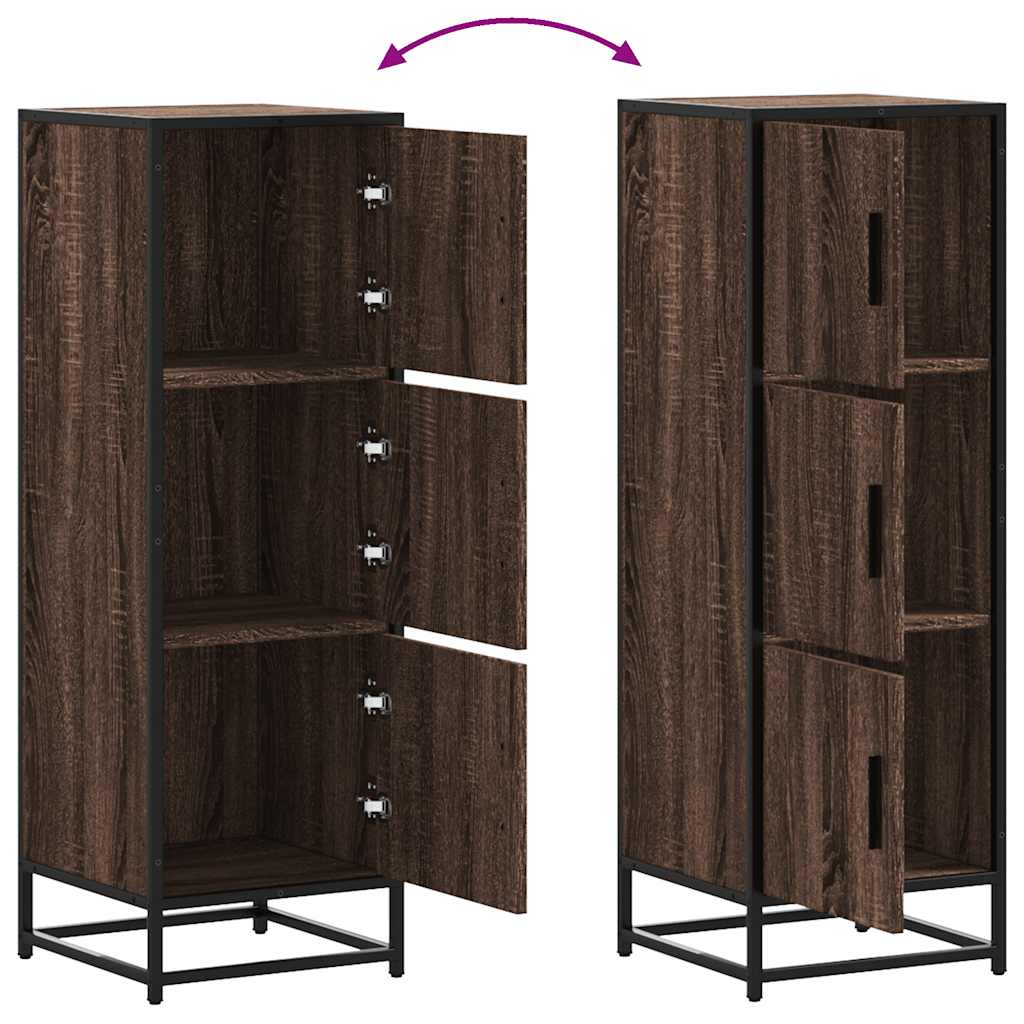 vidaXL Highboard Brown Oak 35,5x35x106,5 cm Engineered Wood and Metal