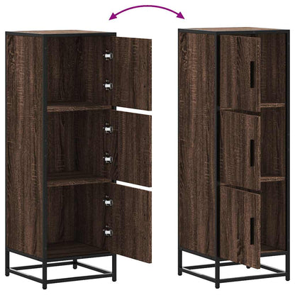 vidaXL Highboard Brown Oak 35,5x35x106,5 cm Engineered Wood and Metal
