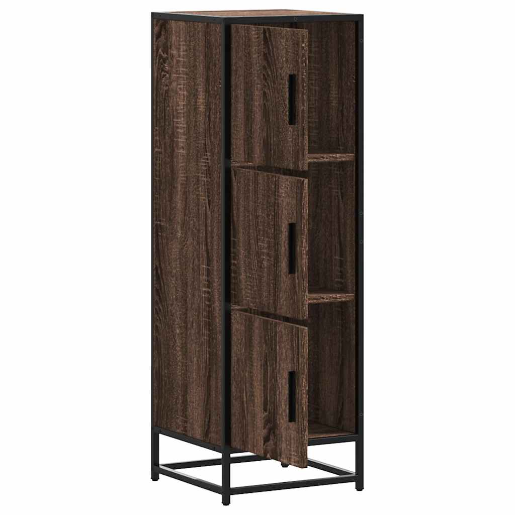 vidaXL Highboard Brown Oak 35,5x35x106,5 cm Engineered Wood and Metal