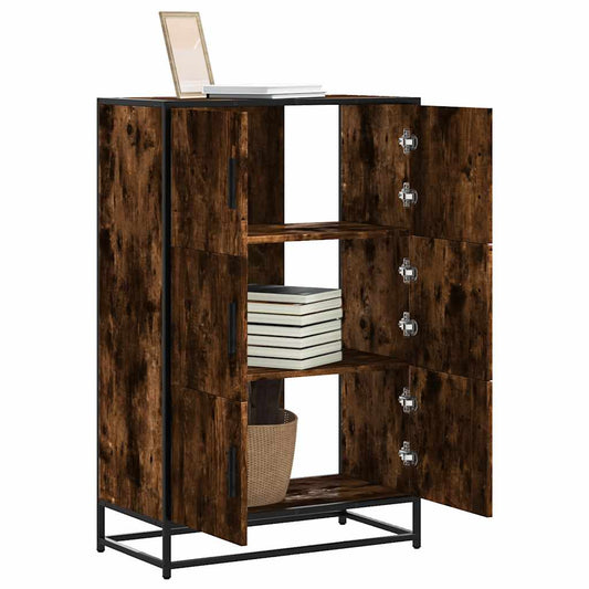 vidaXL Highboard Smoked Oak 68x35x106,5 cm Engineered Wood and Metal