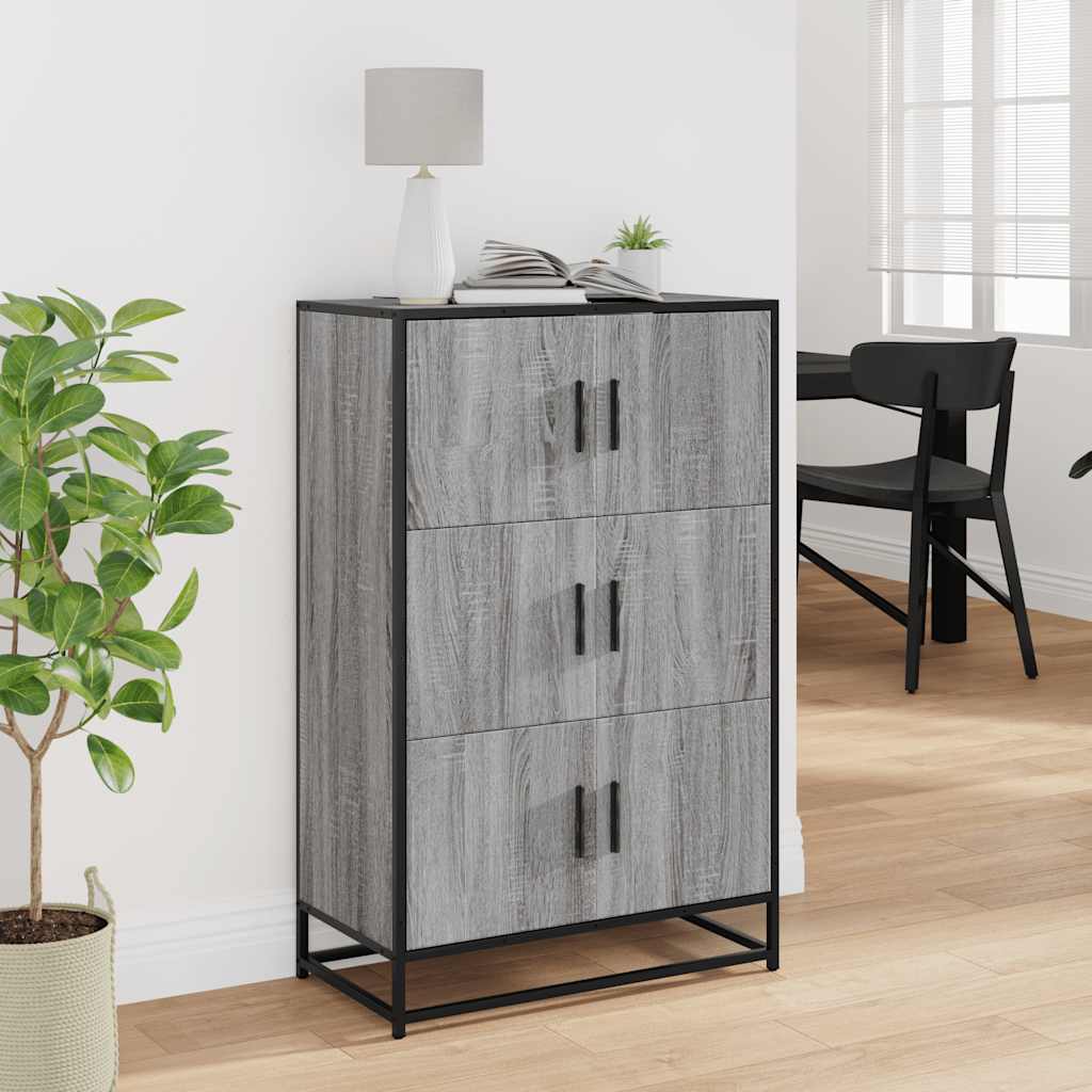 vidaXL Highboard Grey Sonoma 68x35x106.5 cm Engineered Wood and Metal